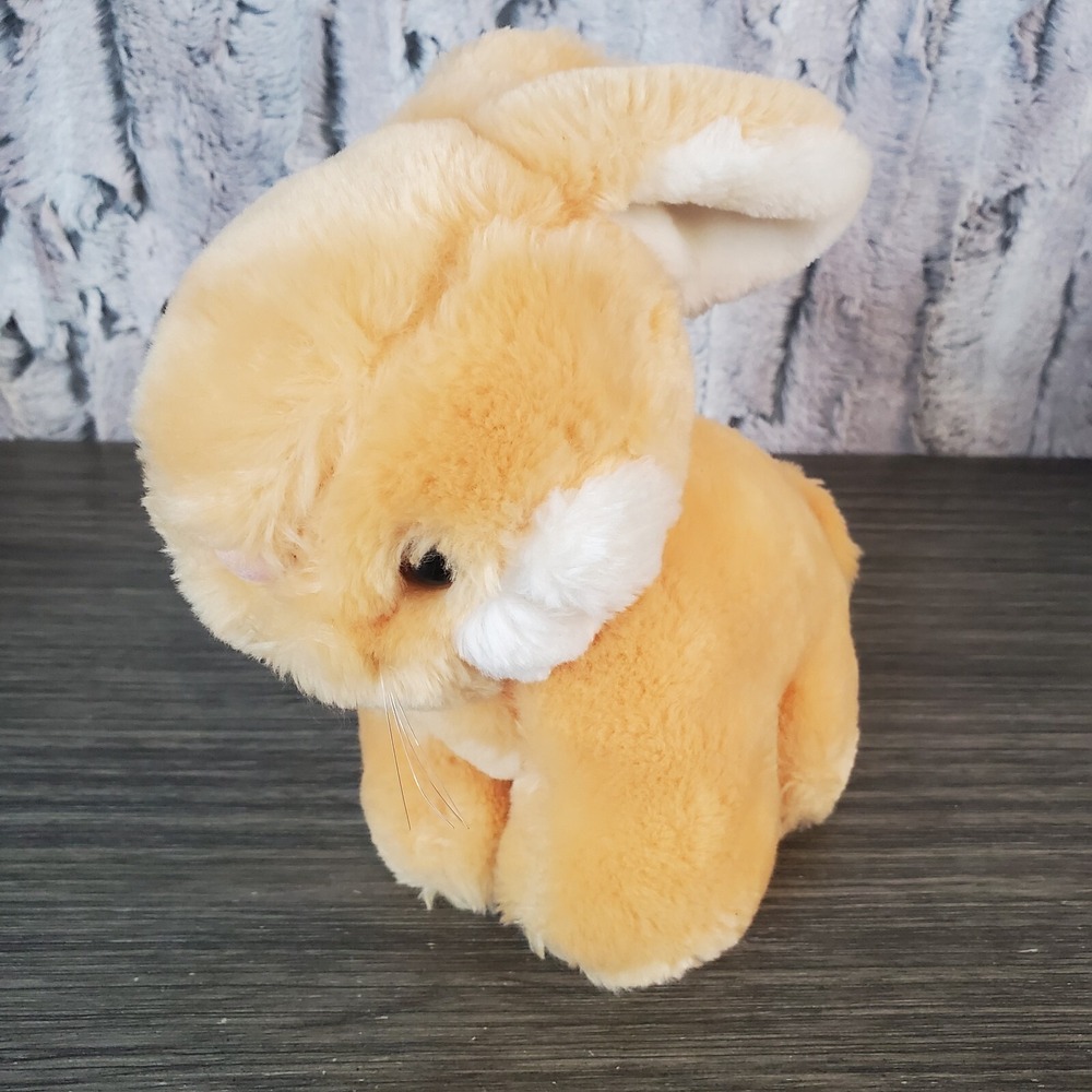 Vtg Animal Playthings Bunny Rabbit 6.5" Tan Carrot On Tush Made In Korea 1985